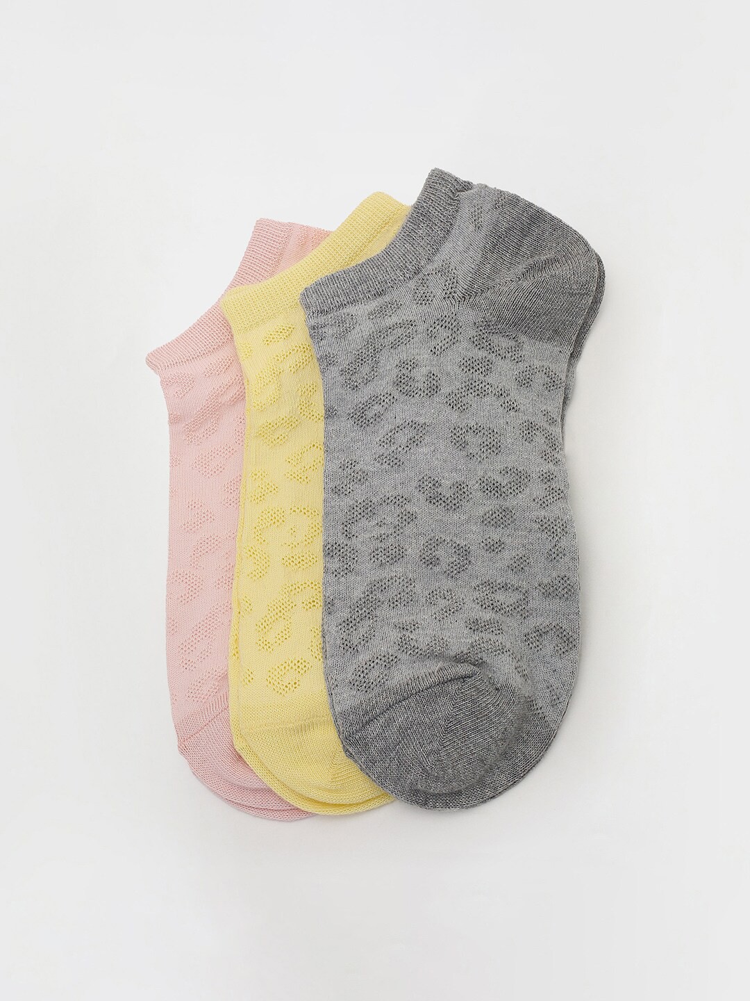 

max Women Pack Of 3 Patterned Ankle Length Socks, Pink