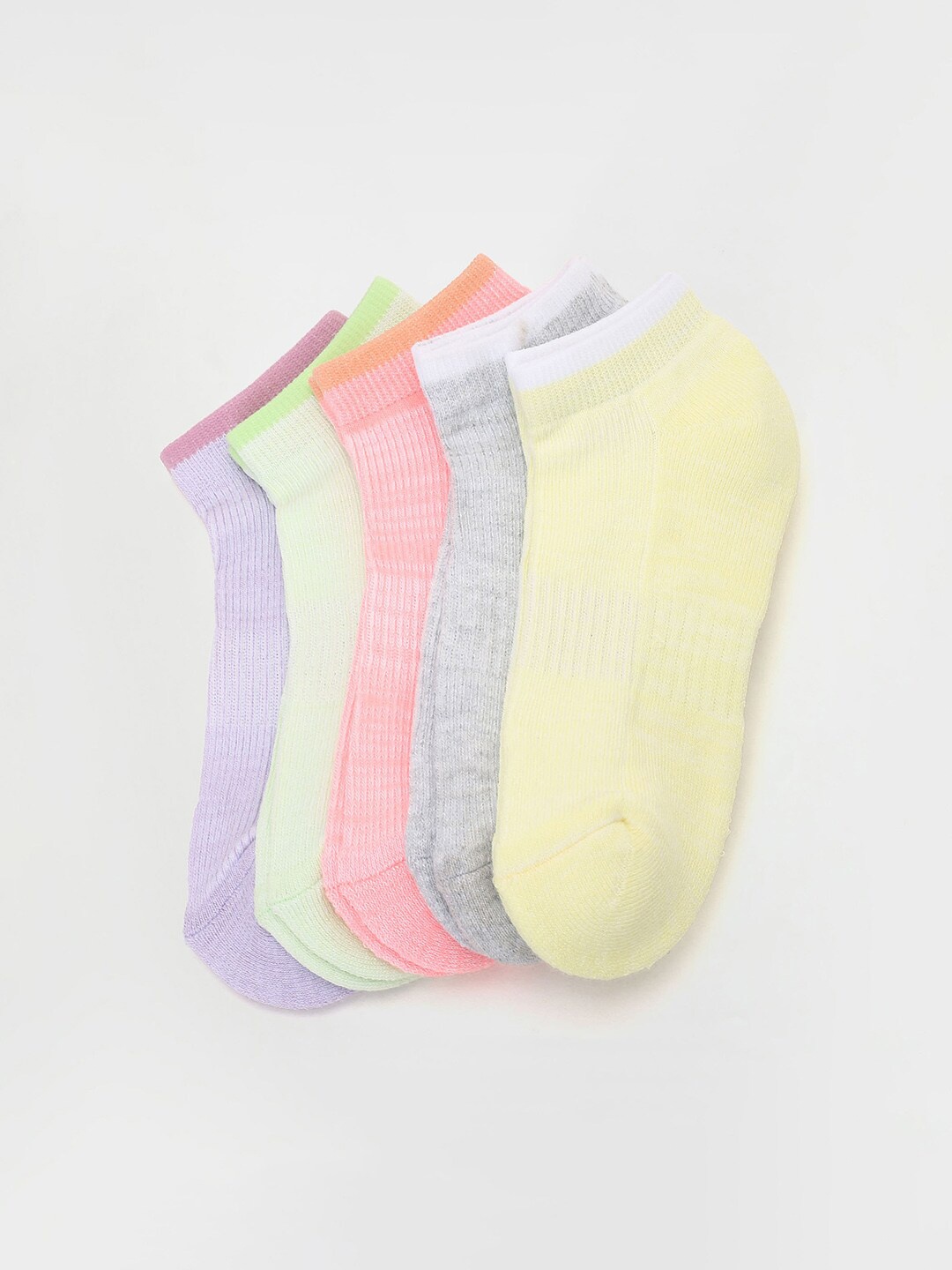 

max Women Pack Of 5 Patterned Ankle Length Socks, Yellow