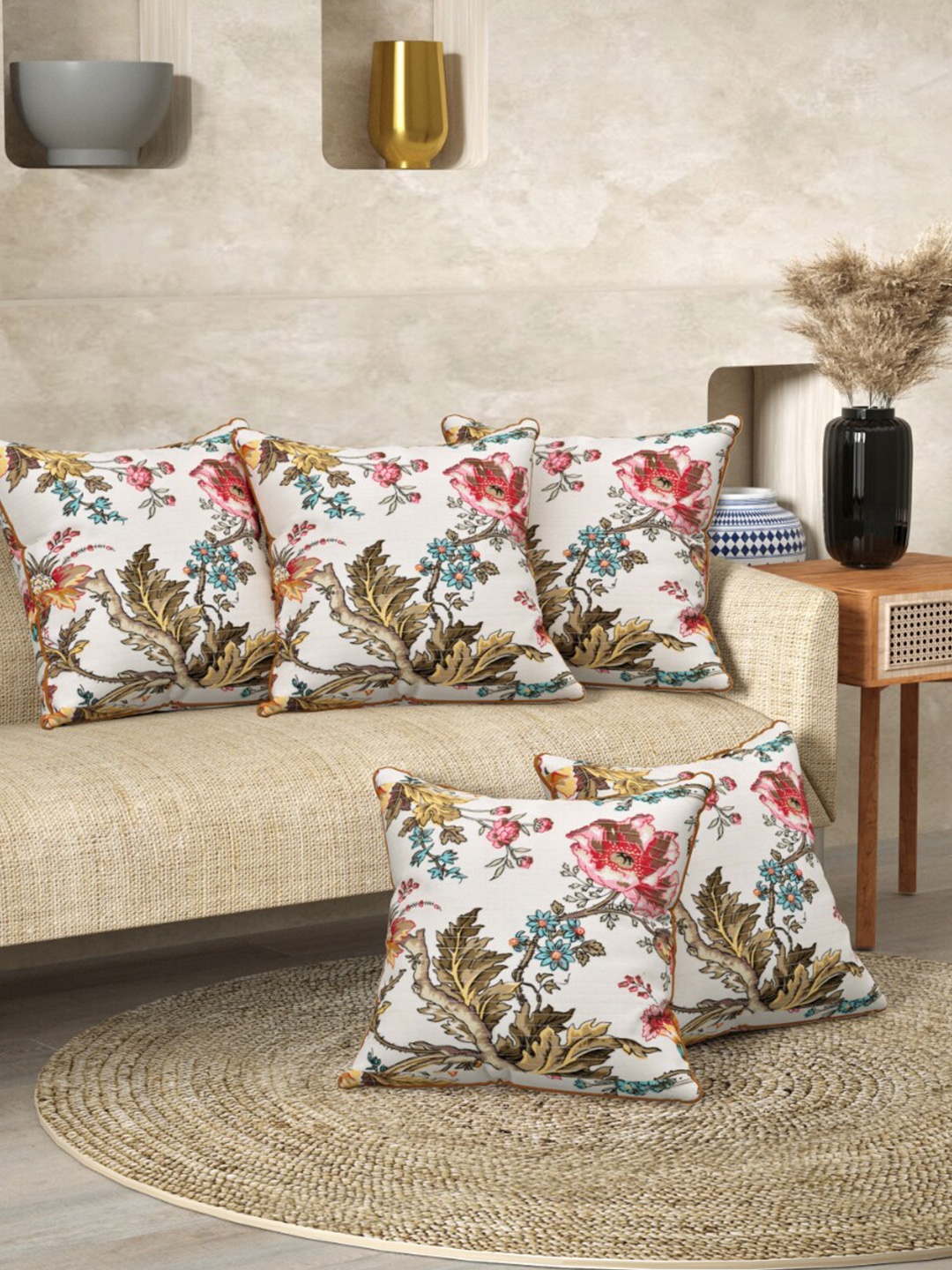 

EasyGoods Red Set of 2 Floral Square Cushion Covers