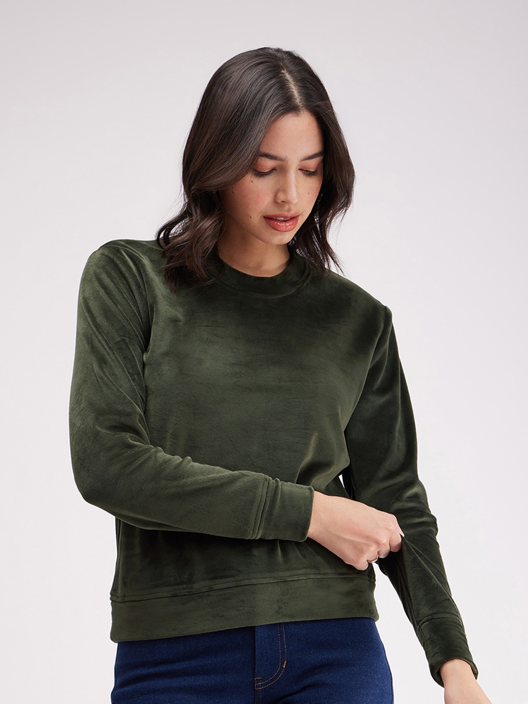 

FableStreet Round Neck Rapid-Dry Fleece Pullover, Olive