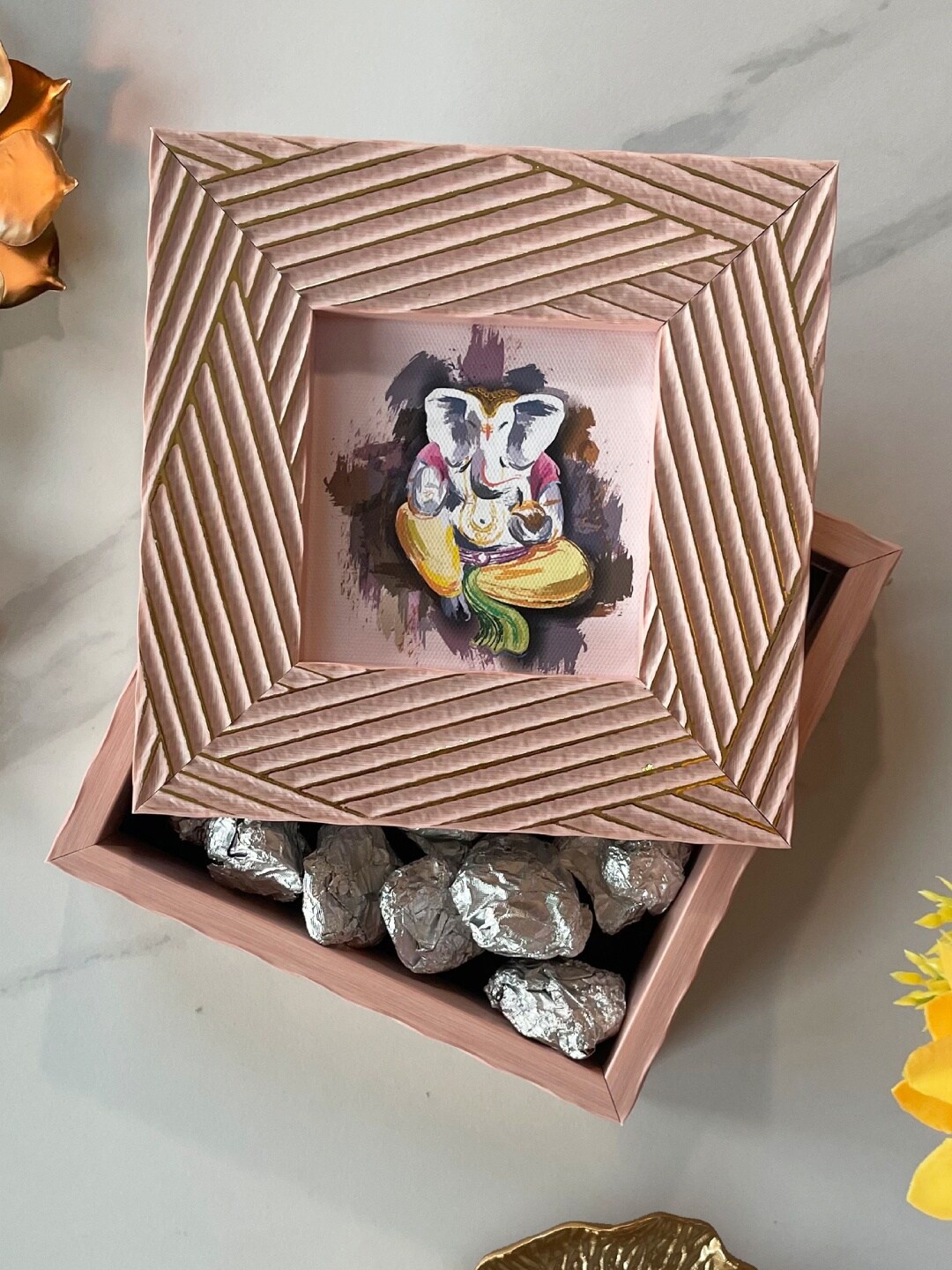 

Art Street Pink & Beige Textured Diwali Festive Gifting Box
