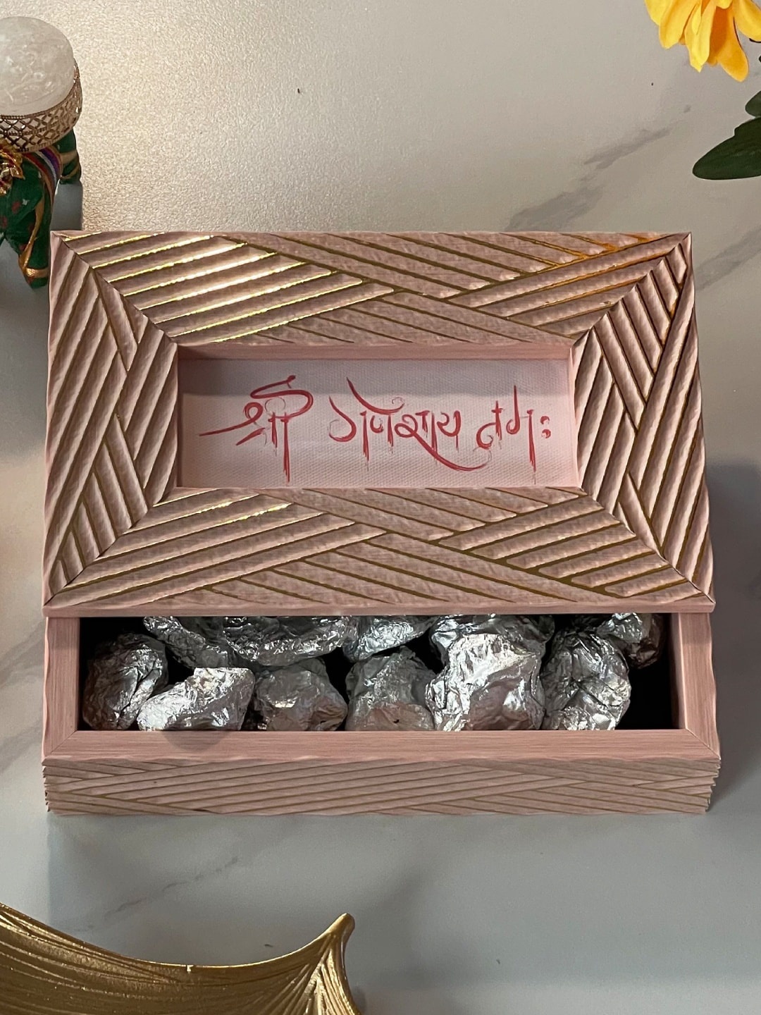 

Art Street Pink & Beige Textured Diwali Festive Gifting Box