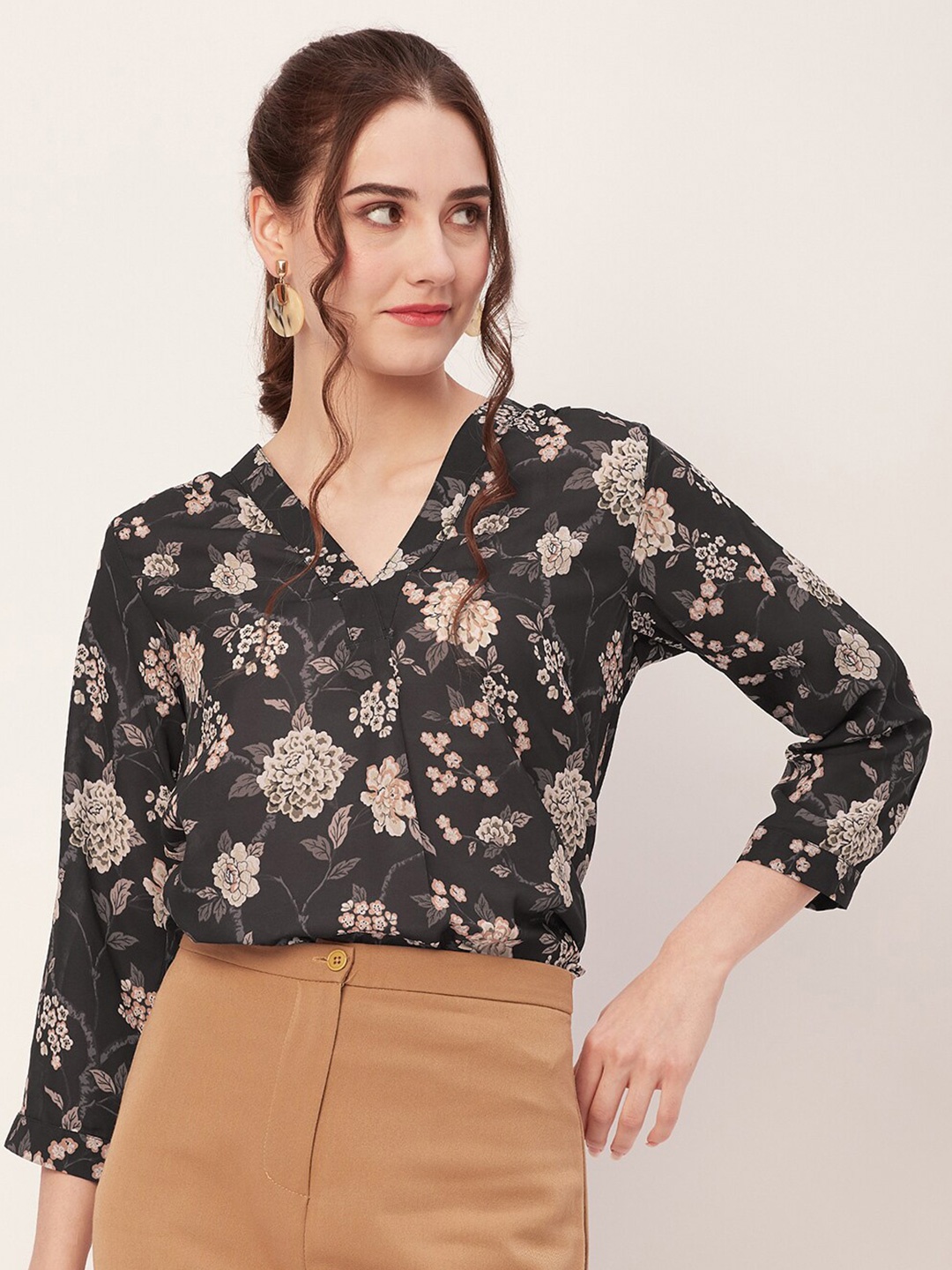 

Moomaya Floral Printed Casual Shirt, Black