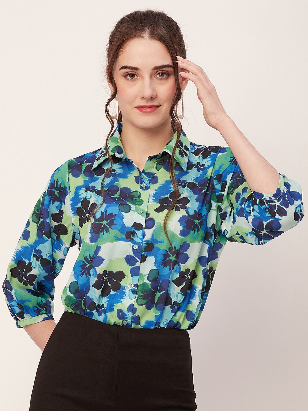 

Moomaya Floral Printed Casual Shirt, Blue