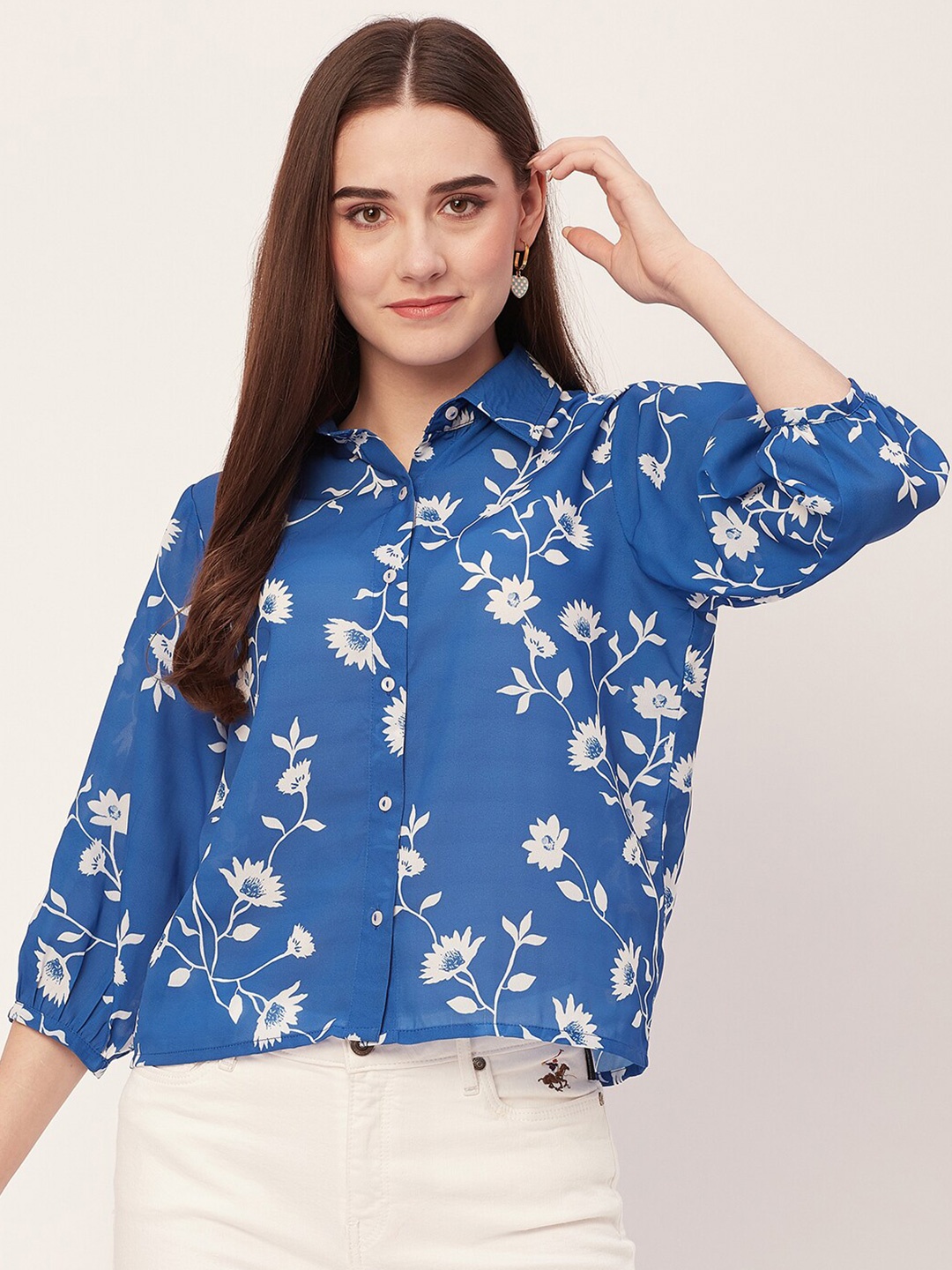 

Moomaya Floral Printed Casual Shirt, Blue