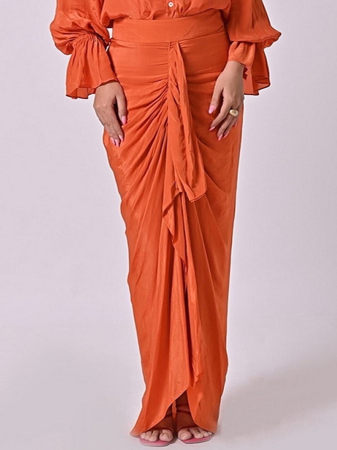 

MISSY Straight Maxi Length Skirt, Orange