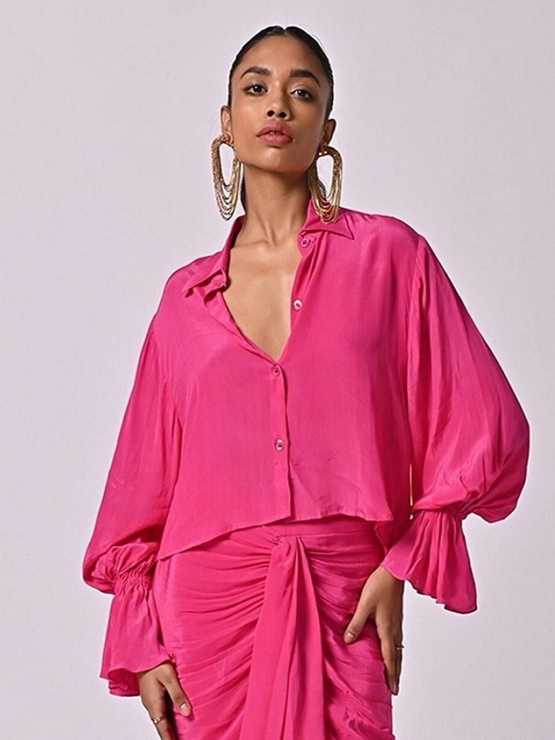 

MISSY Spread Collar Comfort Casual Shirt, Pink