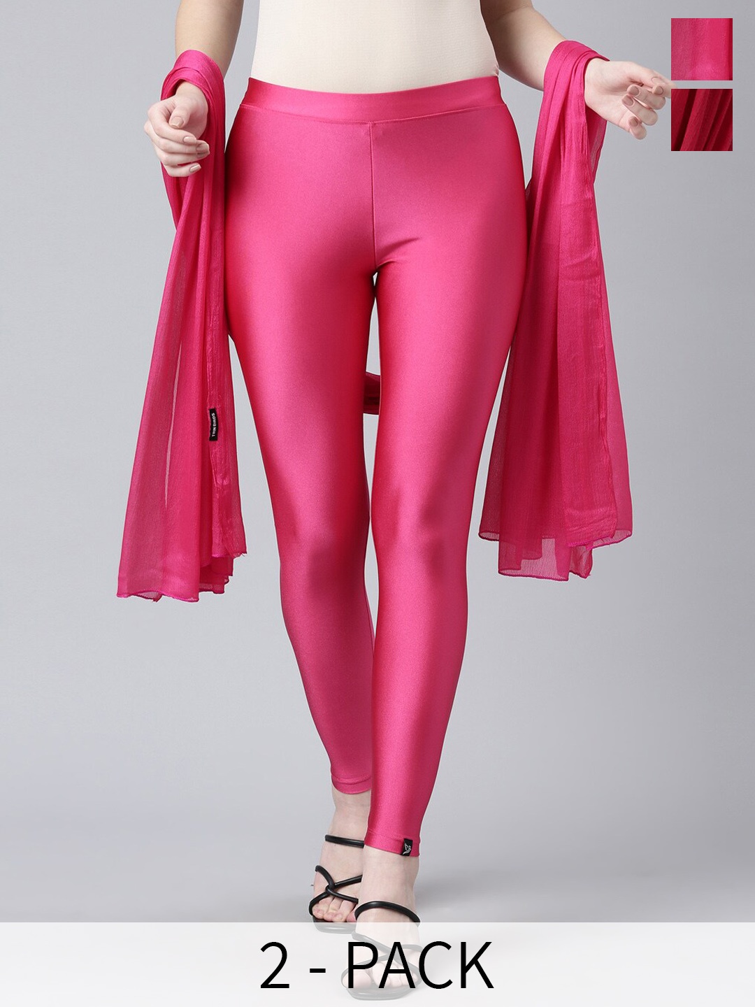 

TWIN BIRDS Pack Of 2 Shimmer Dupattas, Pink