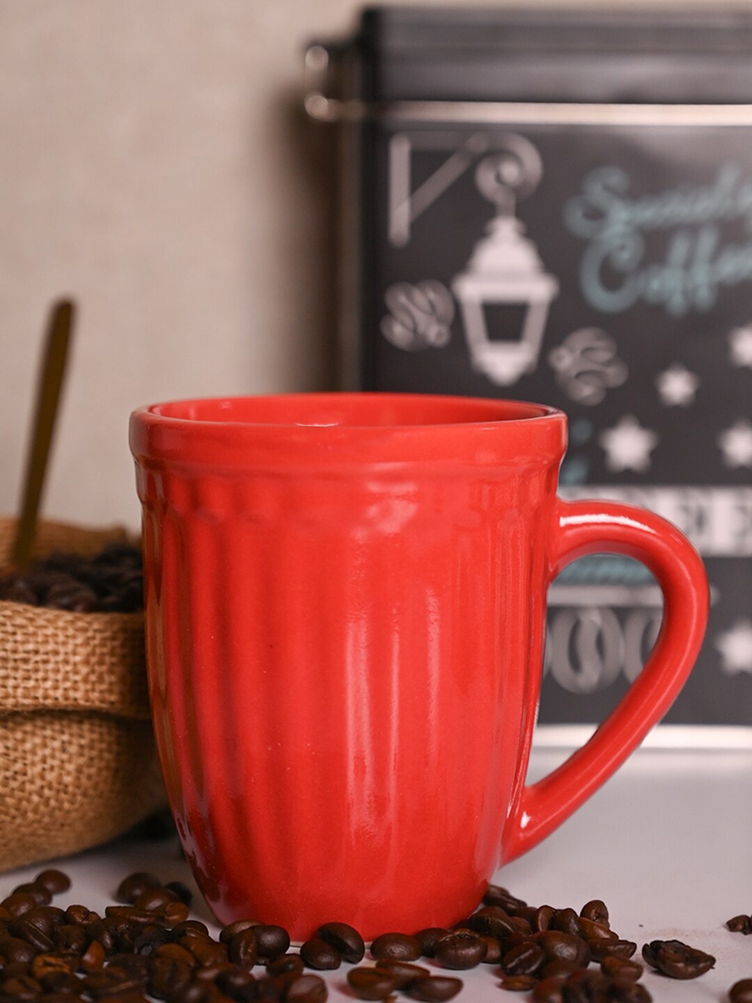 

MARKET99 Red Printed Ceramic Glossy Coffee Mugs 300 ml