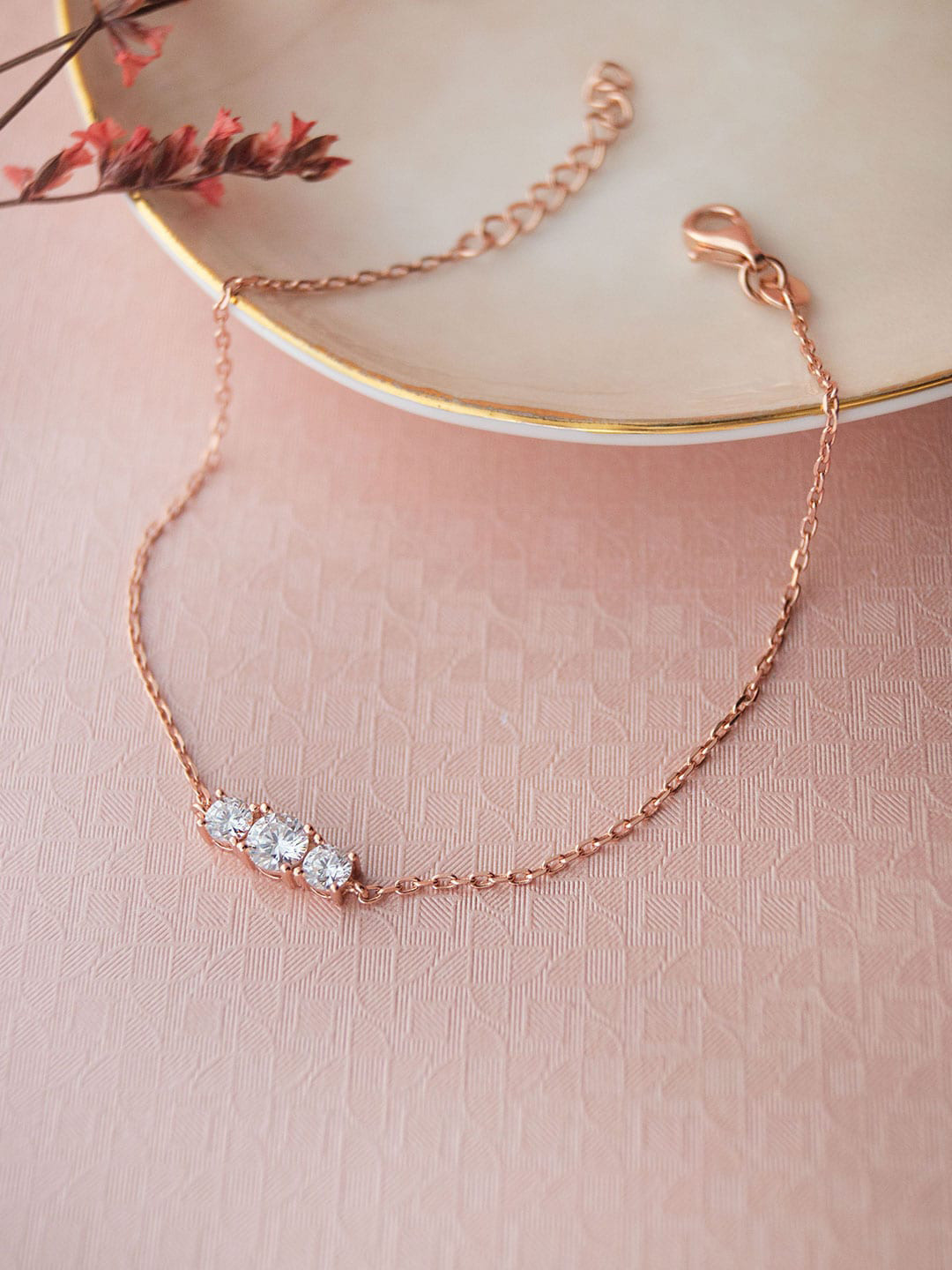 

MANNASH Rose Gold Plated Cubic Zirconia Link Bracelet