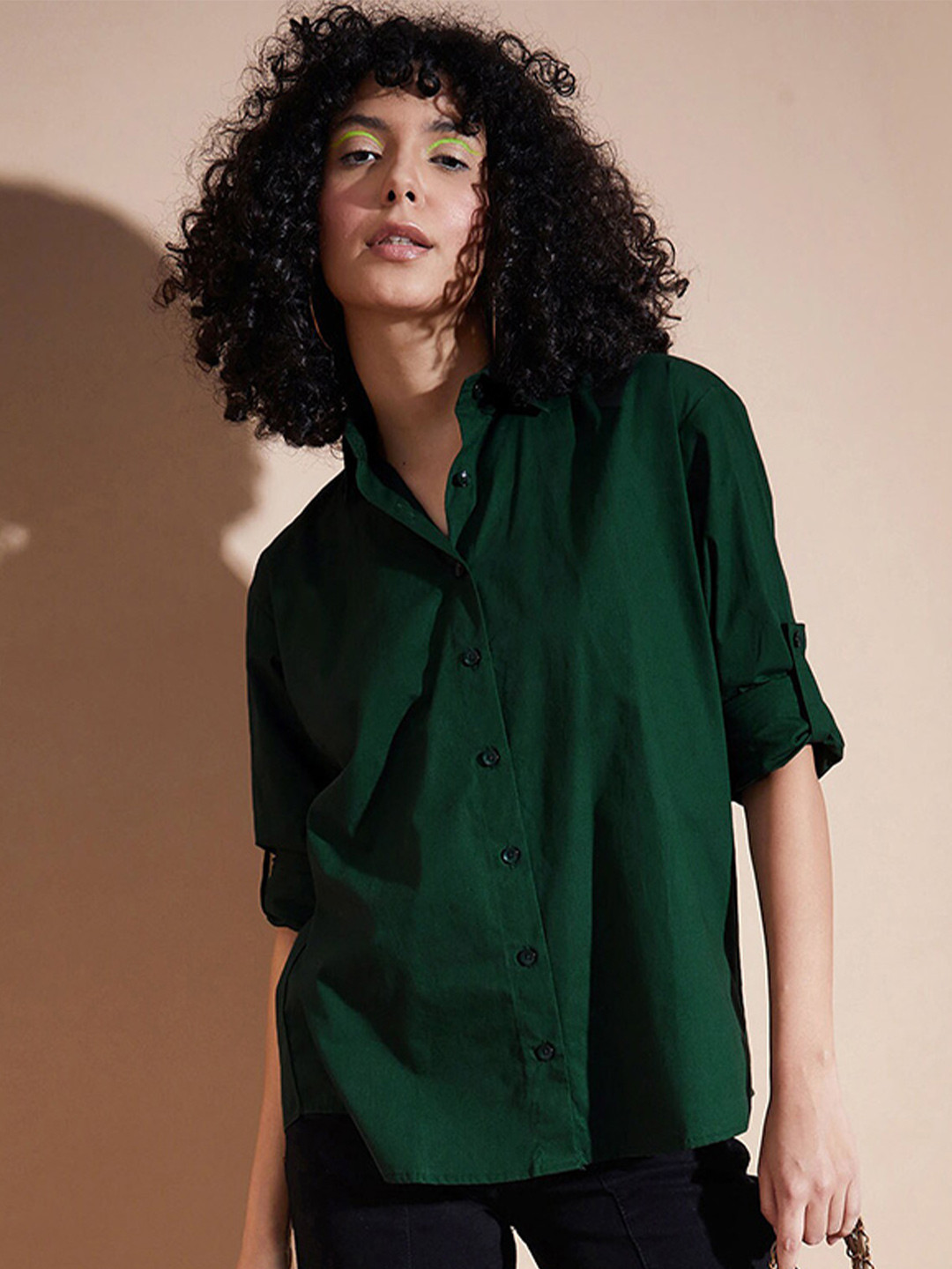 

SASSAFRAS BASICS Oversized Cotton Casual Shirt, Green