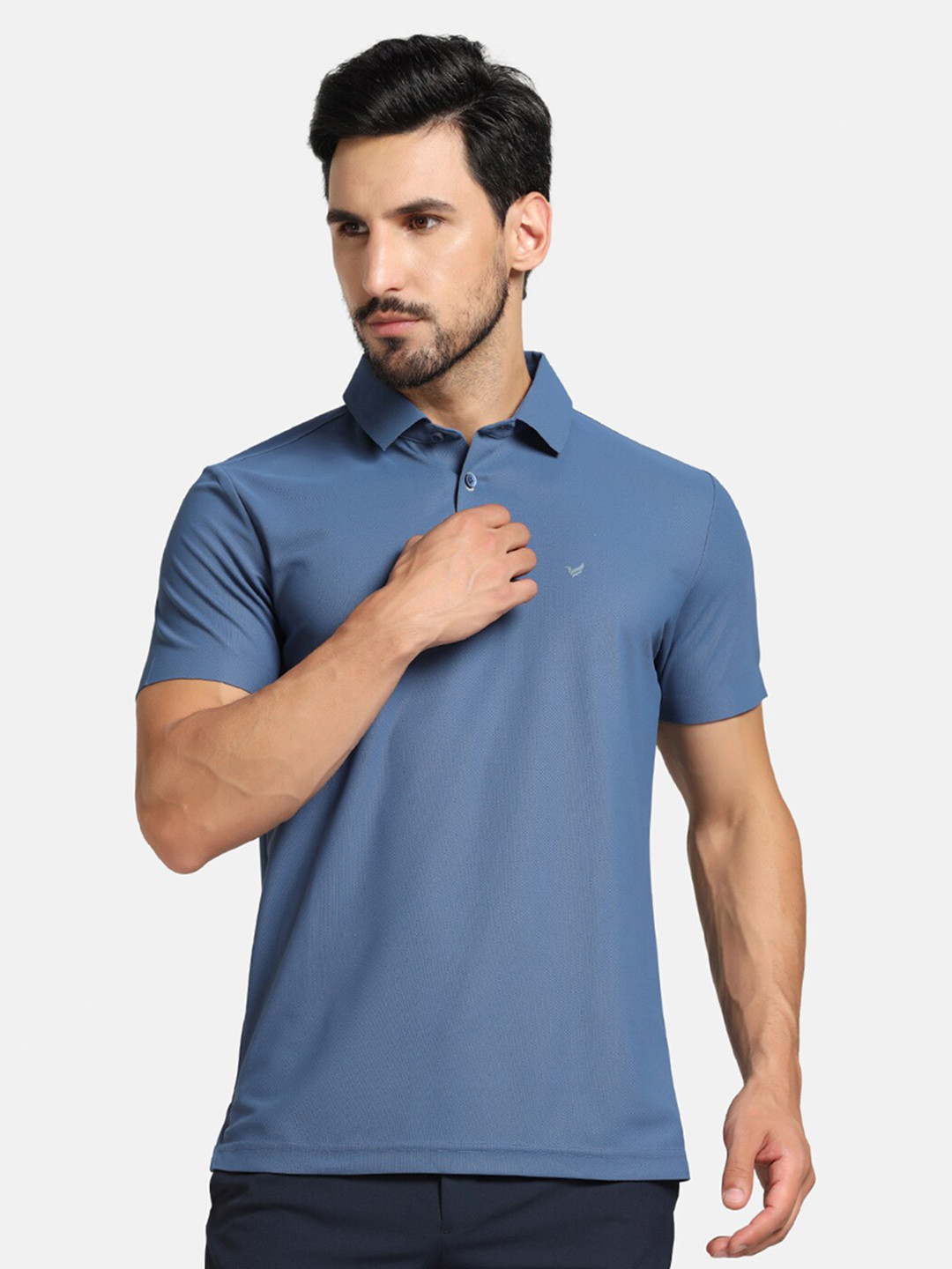 

Blackberrys Men Blue Solid TechPro Polo Tshirts