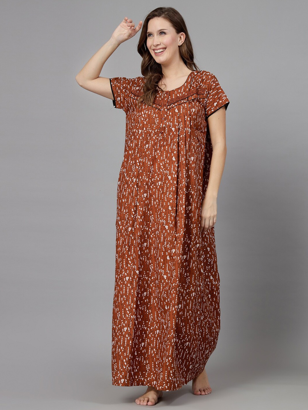 

Sweet Dreams Floral Printed Maxi Nightdress, Rust