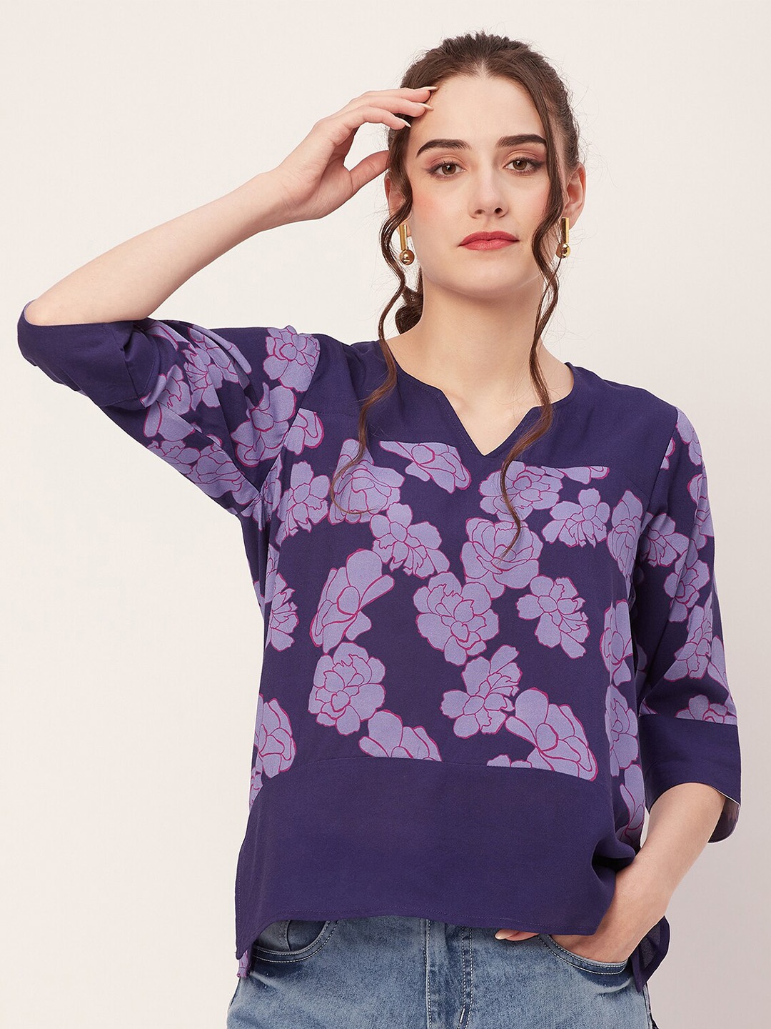 

Moomaya Floral Printed Top, Violet