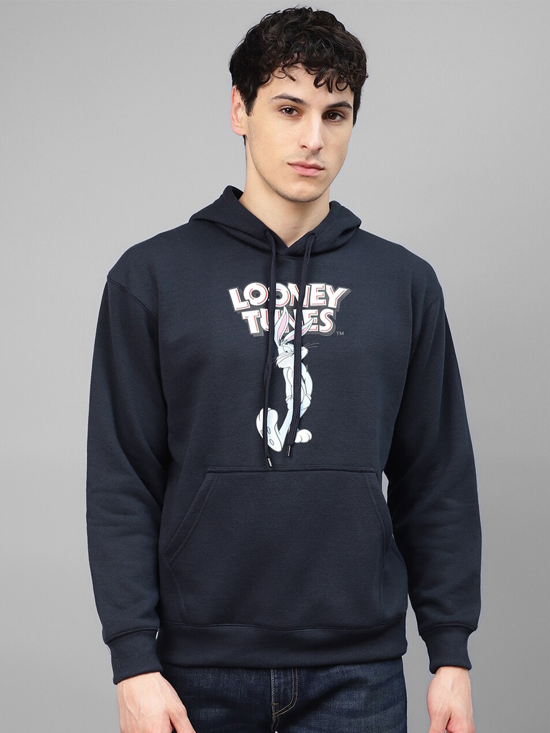 

Kook N Keech Navy Blue Looney Tunes Printed Hooded Neck Long Sleeve Pullover Sweatshirt