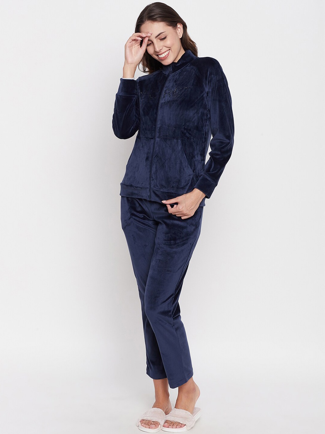 

MADAME M SECRET High Neck Sweatshirt With Trousers, Navy blue