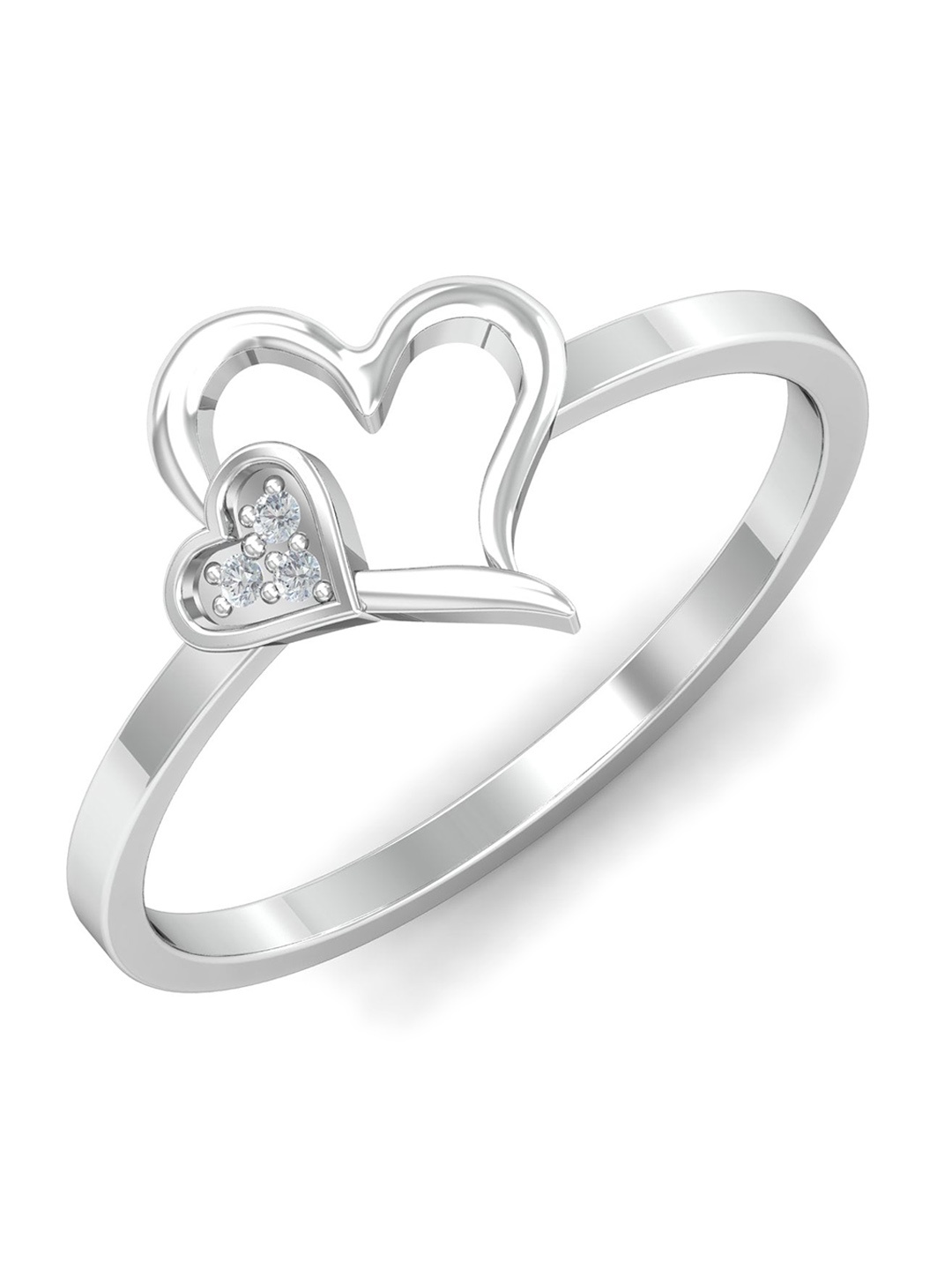 

KUBERBOX Charming Love 18KT White Gold Diamond Ring-1.55gm