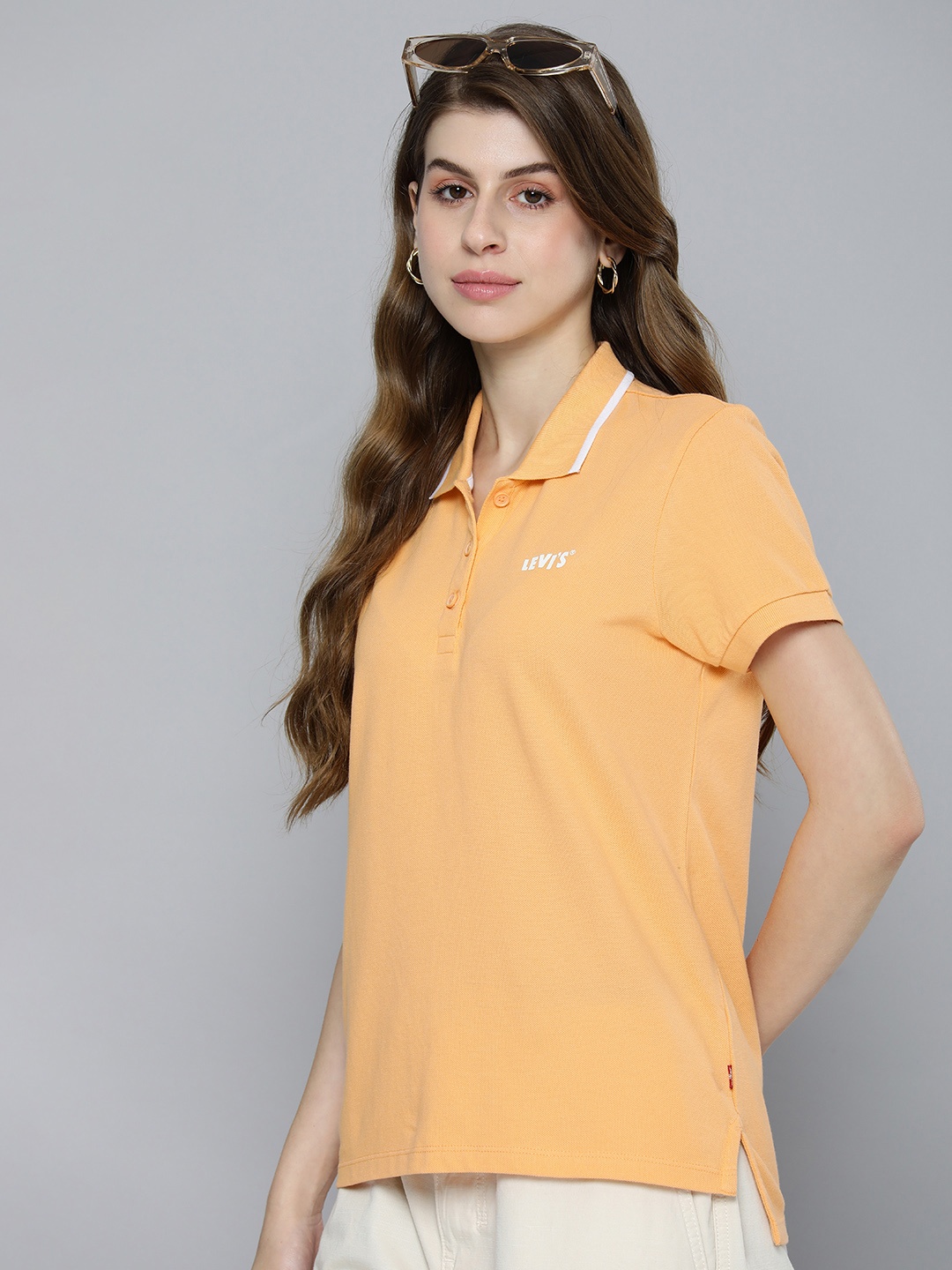 

Levis Solid Pure Cotton Polo T-shirt, Orange