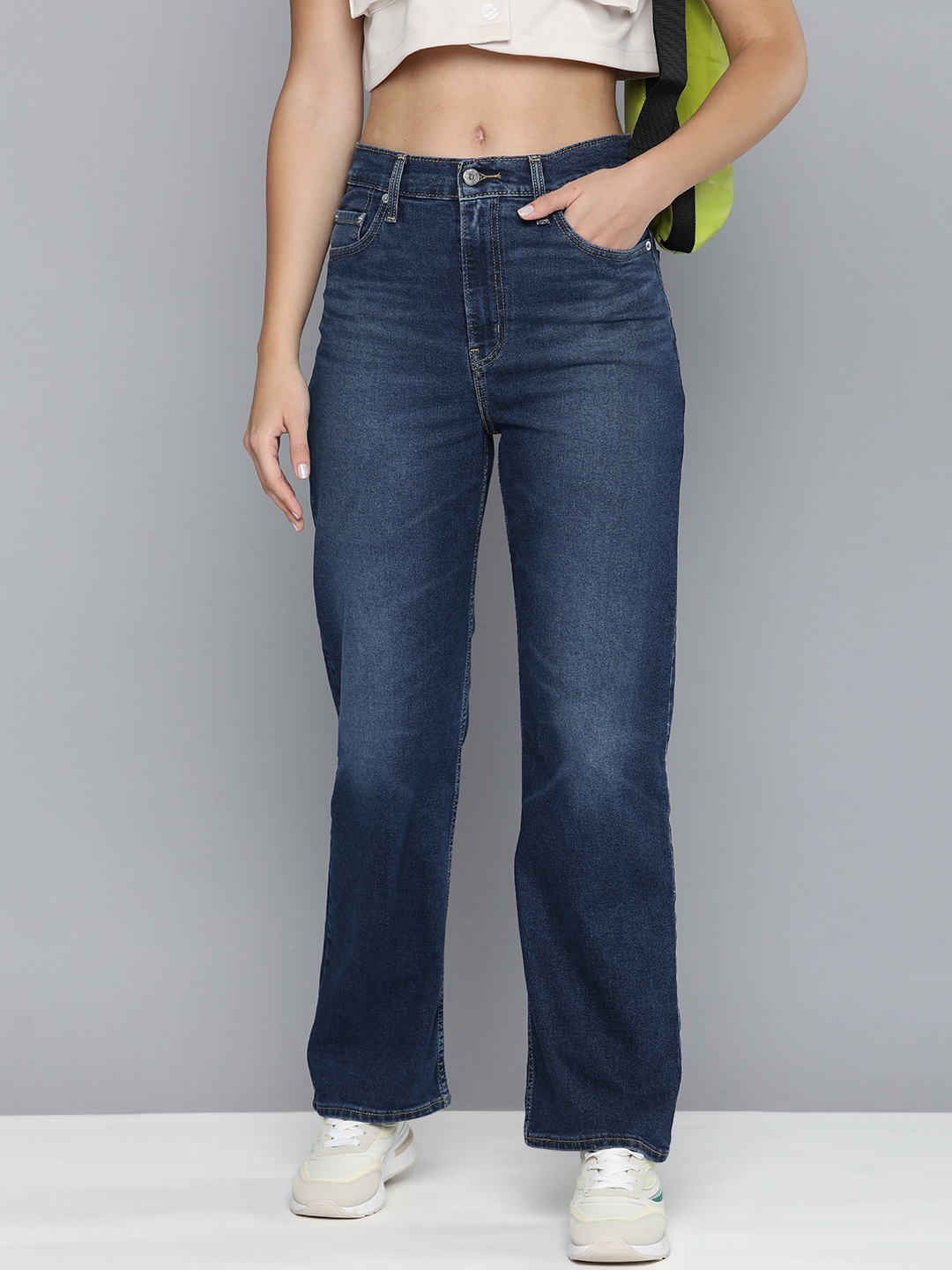 

Levis Women Straight Fit High-Rise Light Fade Stretchable Jeans, Blue
