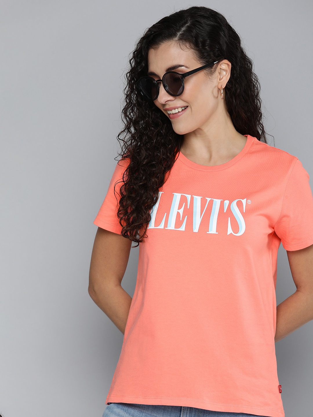 

Levis Brand Logo Printed Pure Cotton T-shirt, Coral