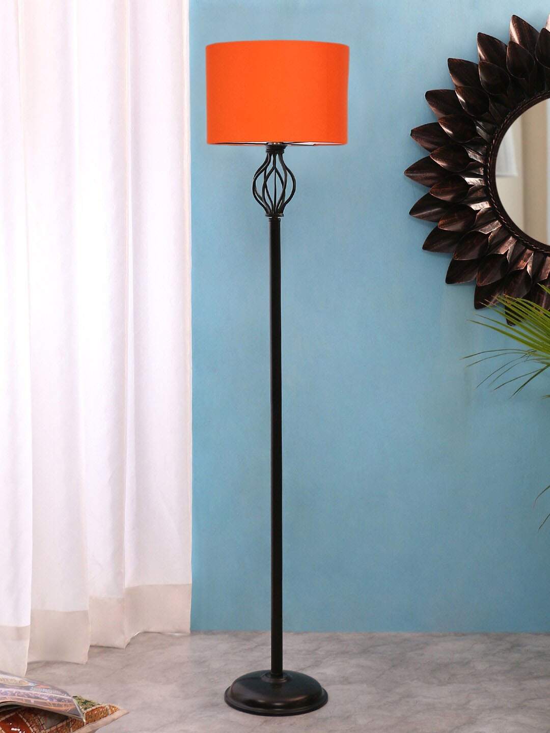 

Devansh Orange Cotton Cotton Drum Iron Basket Floor Lamp