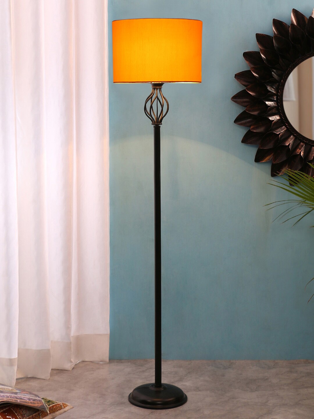 

Devansh Yellow Cotton Drum Iron Floor Lamp