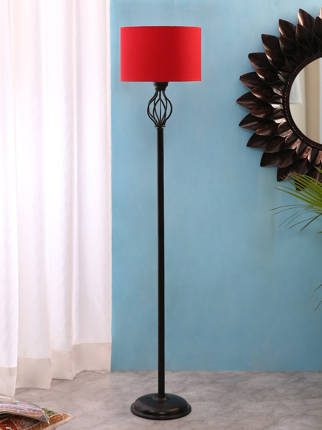 

Devansh Red Cotton Drum Basket Iron Floor Lamp