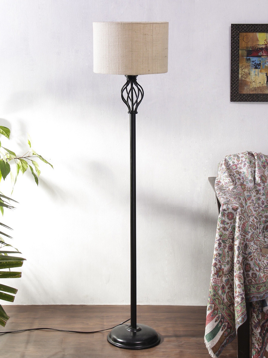

Devansh White Jute Drum Iron Floor Lamp