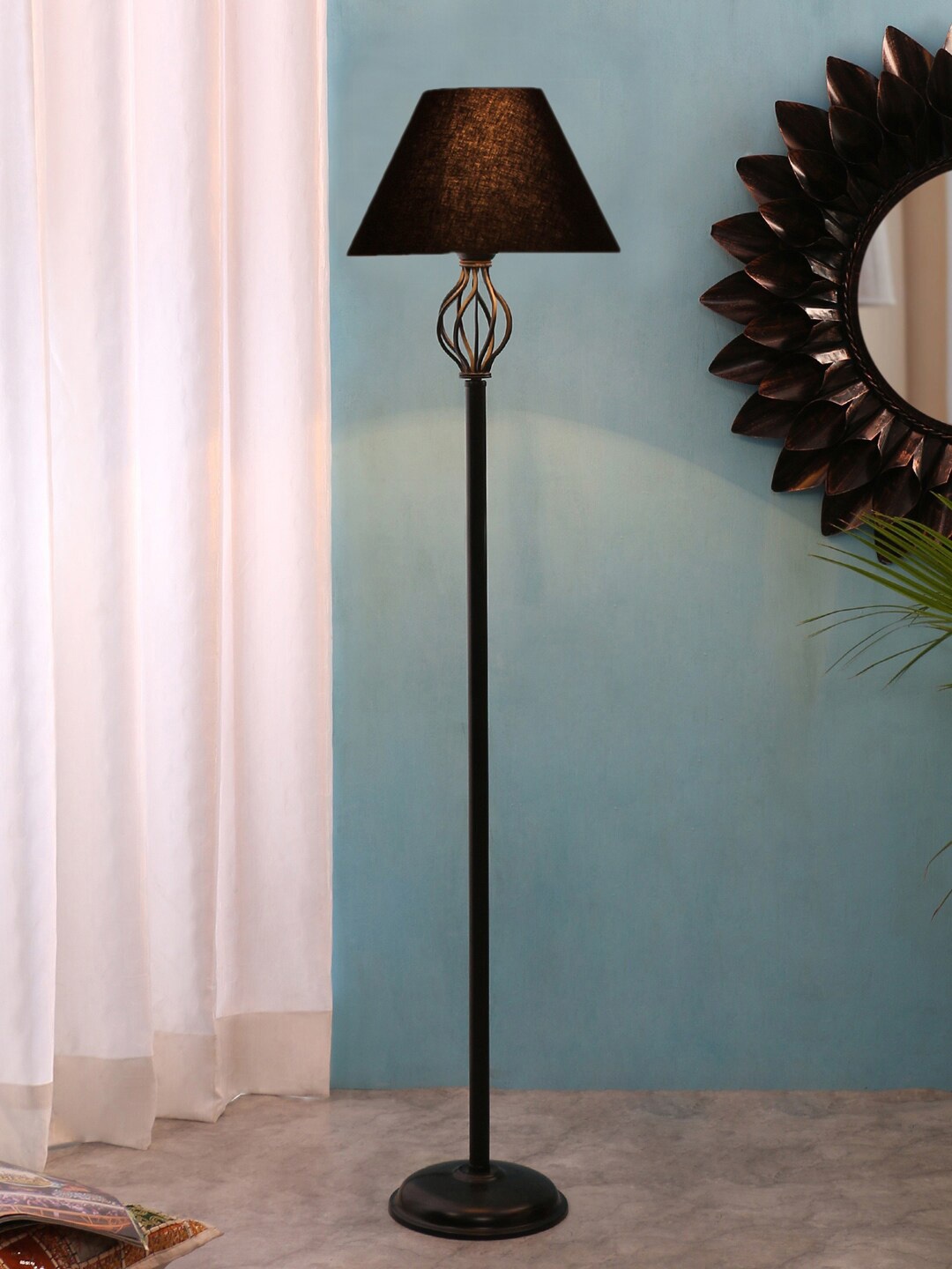 

Devansh Black Cotton Conical Basket Iron Floor Lamp