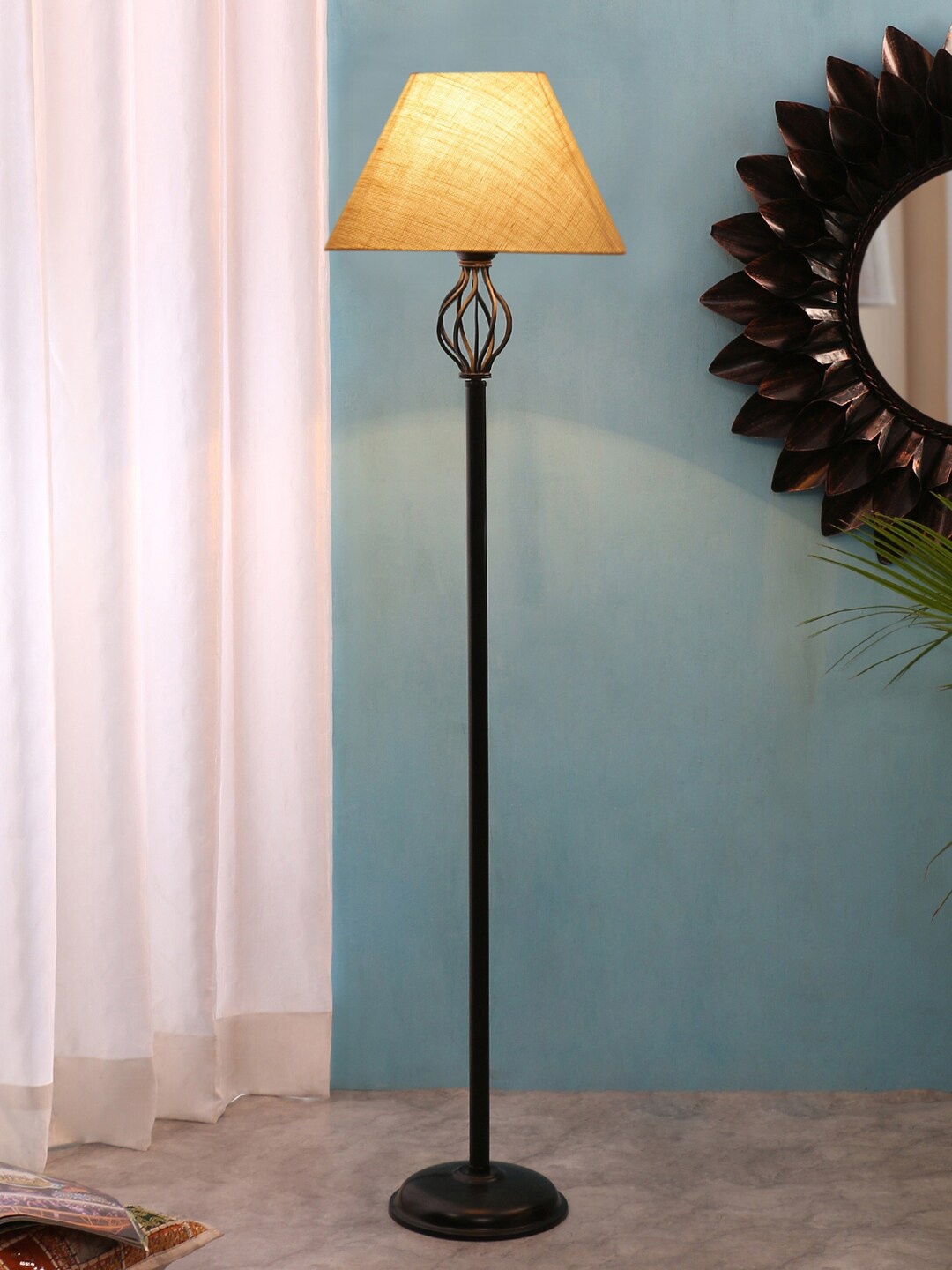 

Devansh White & Black Jute Conical Basket Iron Floor Lamp