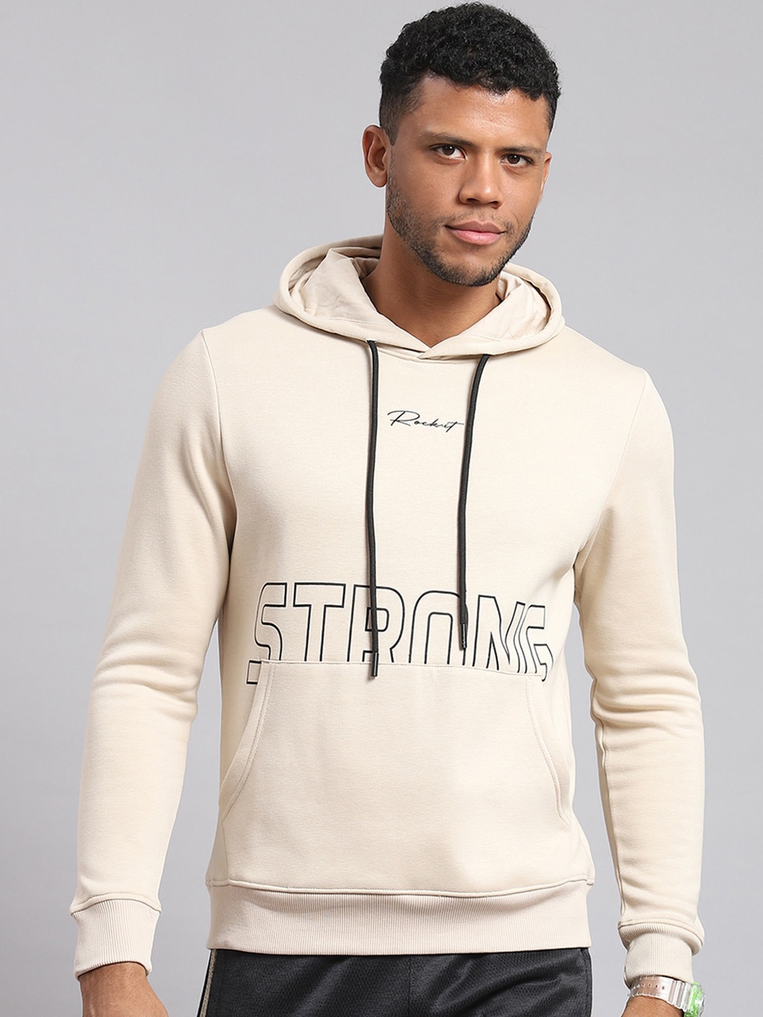 

rock.it Typography Printed Hooded Pullover, Cream