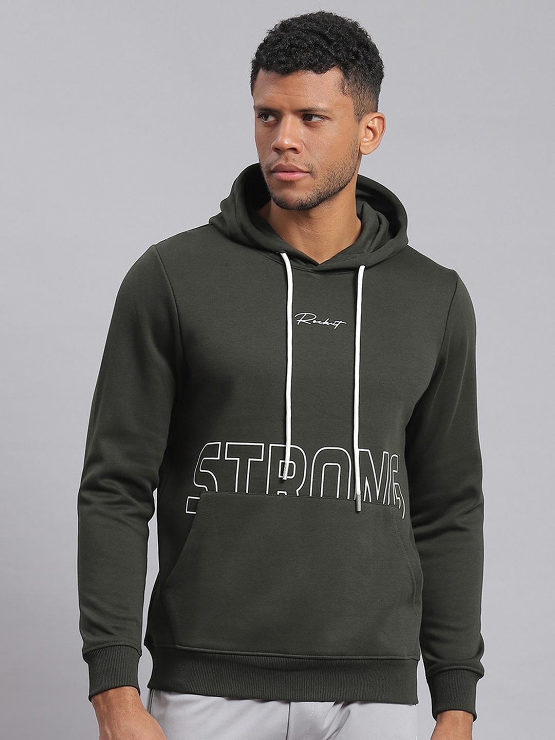 

rock.it Typography Printed Hooded Pullover, Olive