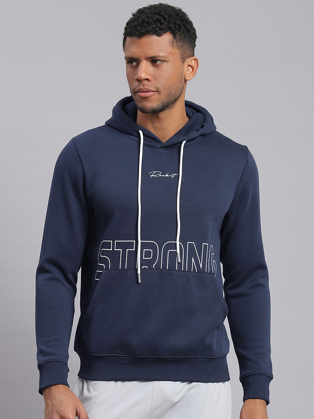 

rock.it Typography Printed Hooded Pullover, Navy blue