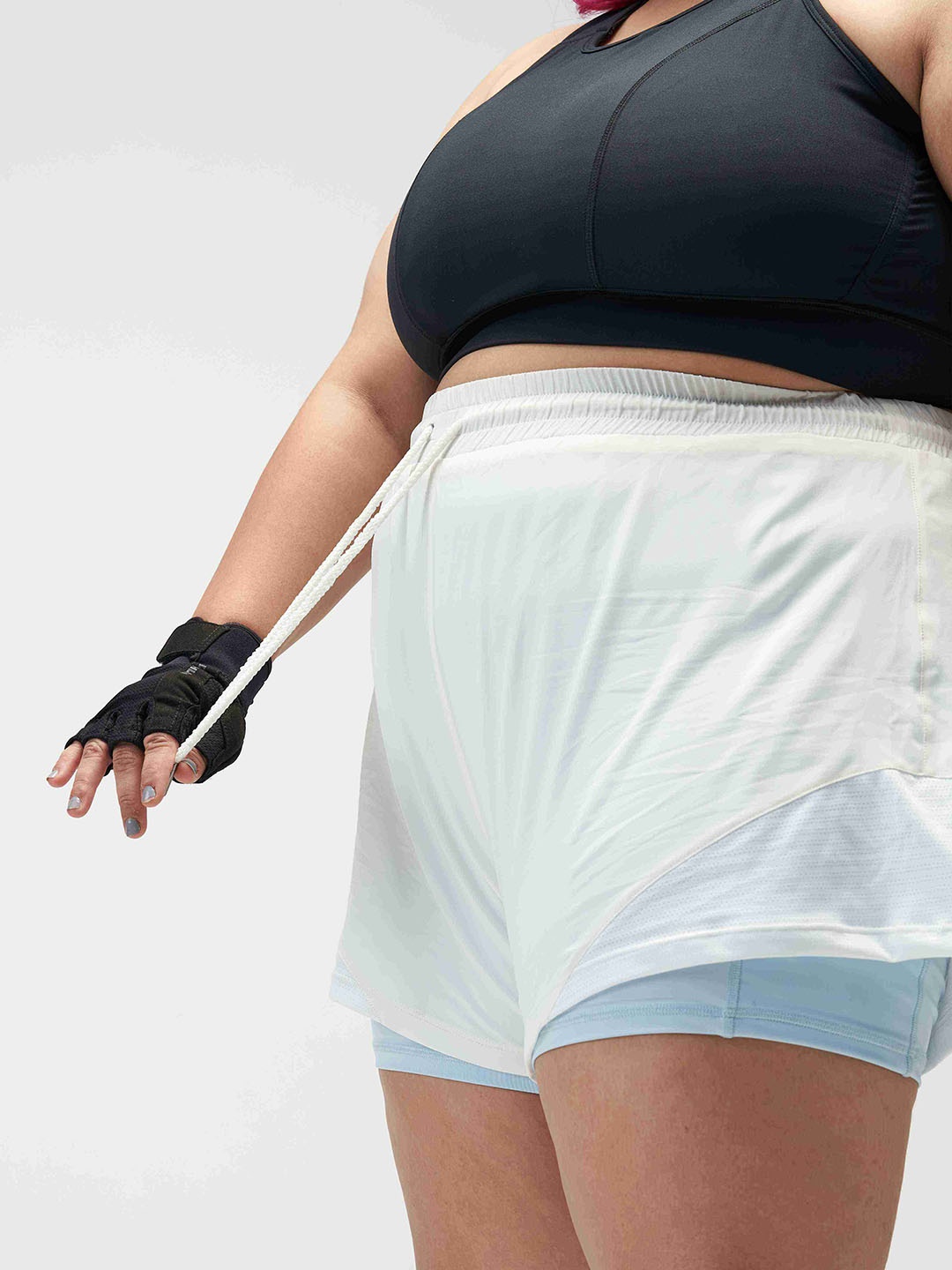 

SPIRIT ANIMAL Women Plus Size Mid Rise Sports Shorts, White