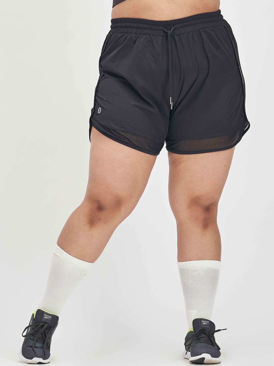 

SPIRIT ANIMAL Women Plus Size Mid Rise Sports Shorts, Black