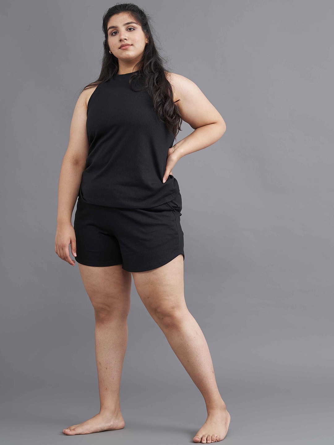 

SPIRIT ANIMAL Women Plus Size Mid Rise Sports Shorts, Black