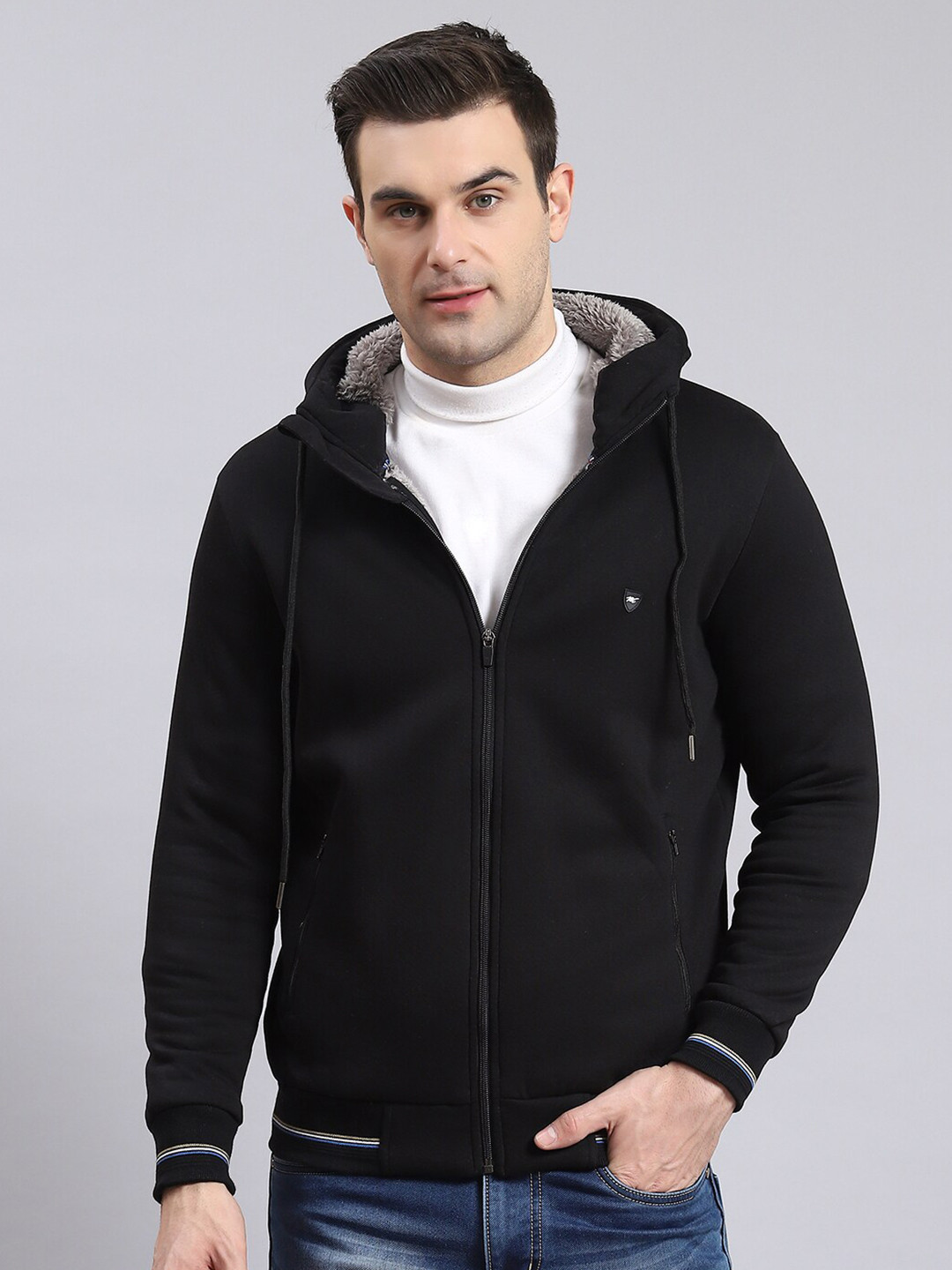 

Monte Carlo Hooded Cotton Front-Open Sweatshirt, Black