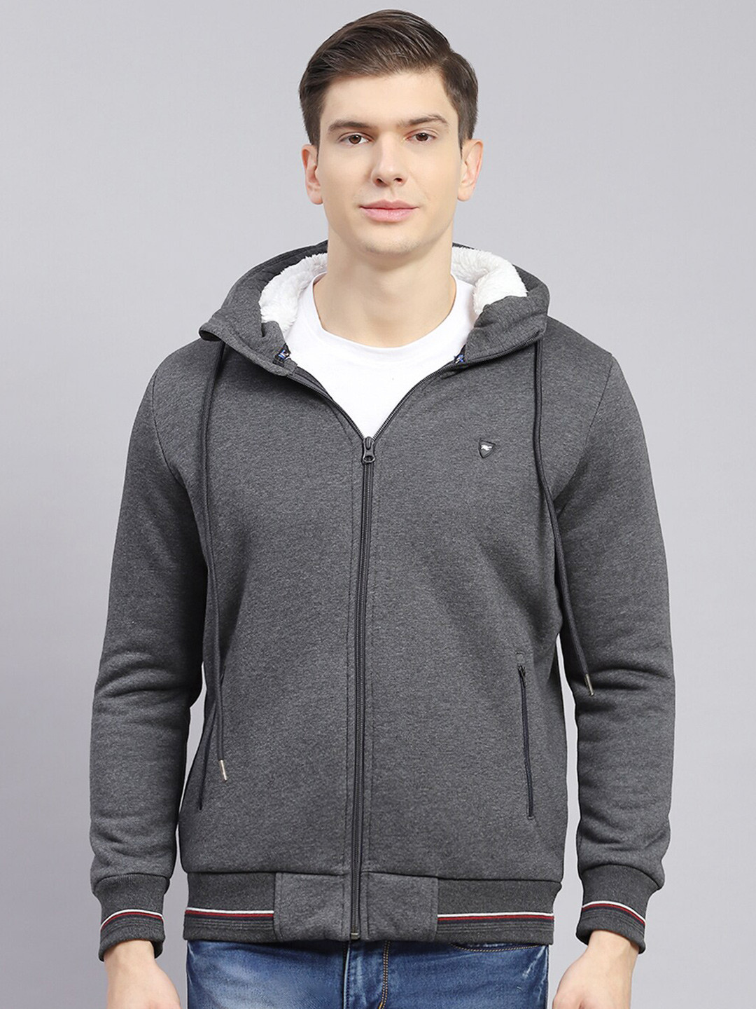

Monte Carlo Hooded Front-Open Sweatshirt, Grey
