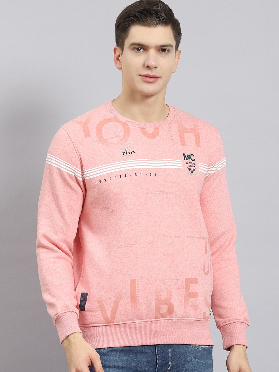

Monte Carlo Typography Printed Round Neck Sweatshirt, Pink