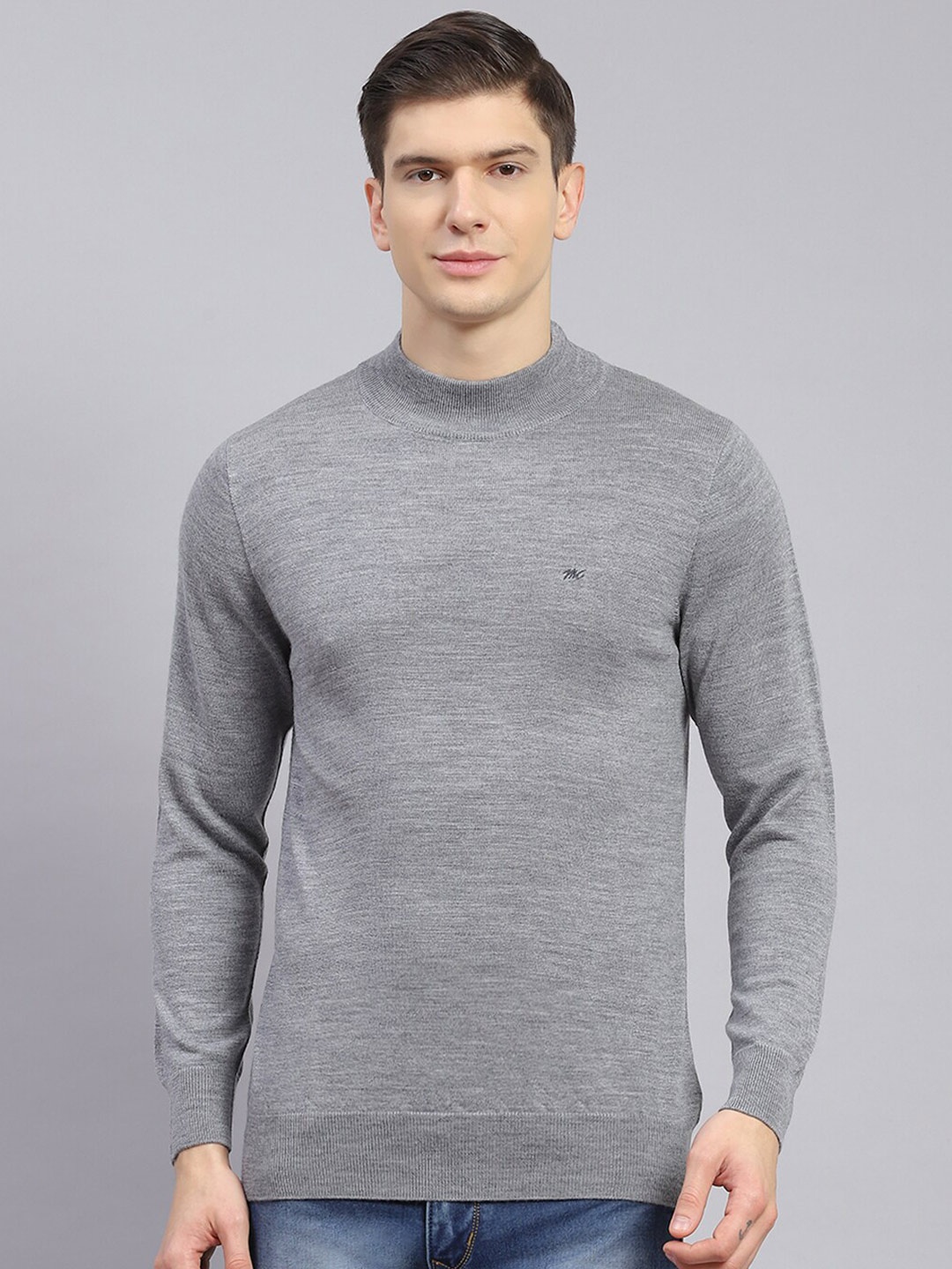 

Monte Carlo Mock Collar Woollen Pullover, Grey