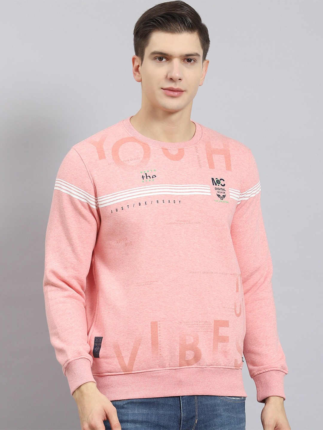 

Monte Carlo Typography Printed Cotton Pullover Sweatshirt, Pink