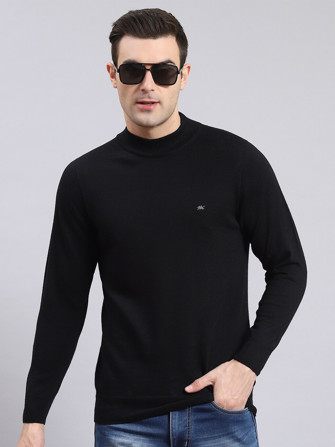 

Monte Carlo Turtle Neck Woollen Pullover Sweater, Black
