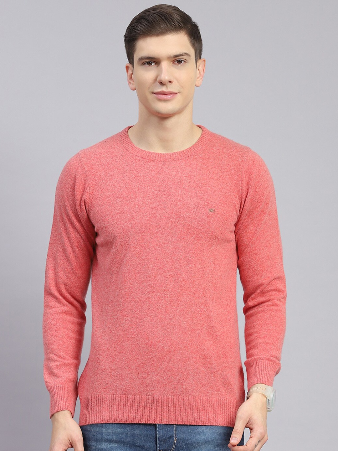 

Monte Carlo Round Neck Woollen Pullover, Pink