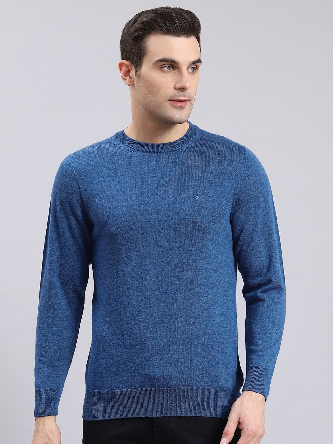 

Monte Carlo Round Neck Woollen Pullover Sweater, Blue
