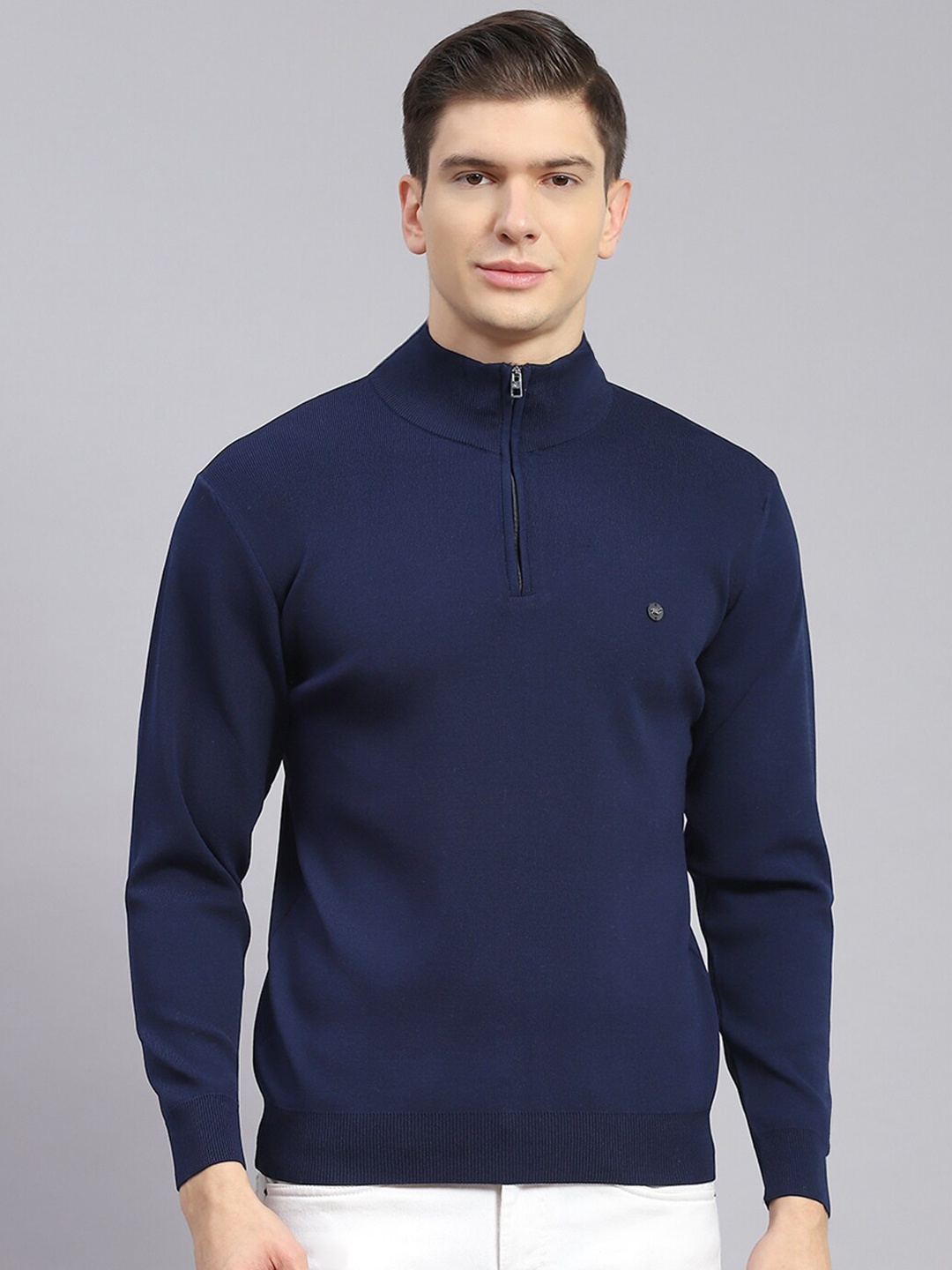 

Monte Carlo Mock Neck Long Sleeves Pullover, Navy blue