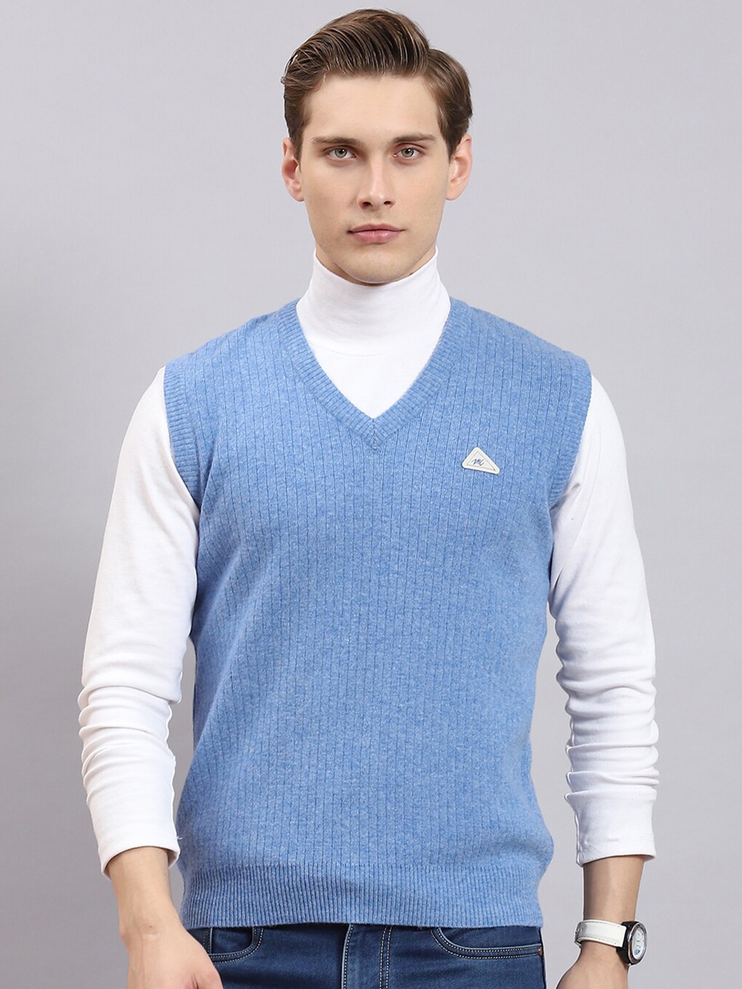 

Monte Carlo V-Neck Woolen Pullover Sweater, Blue