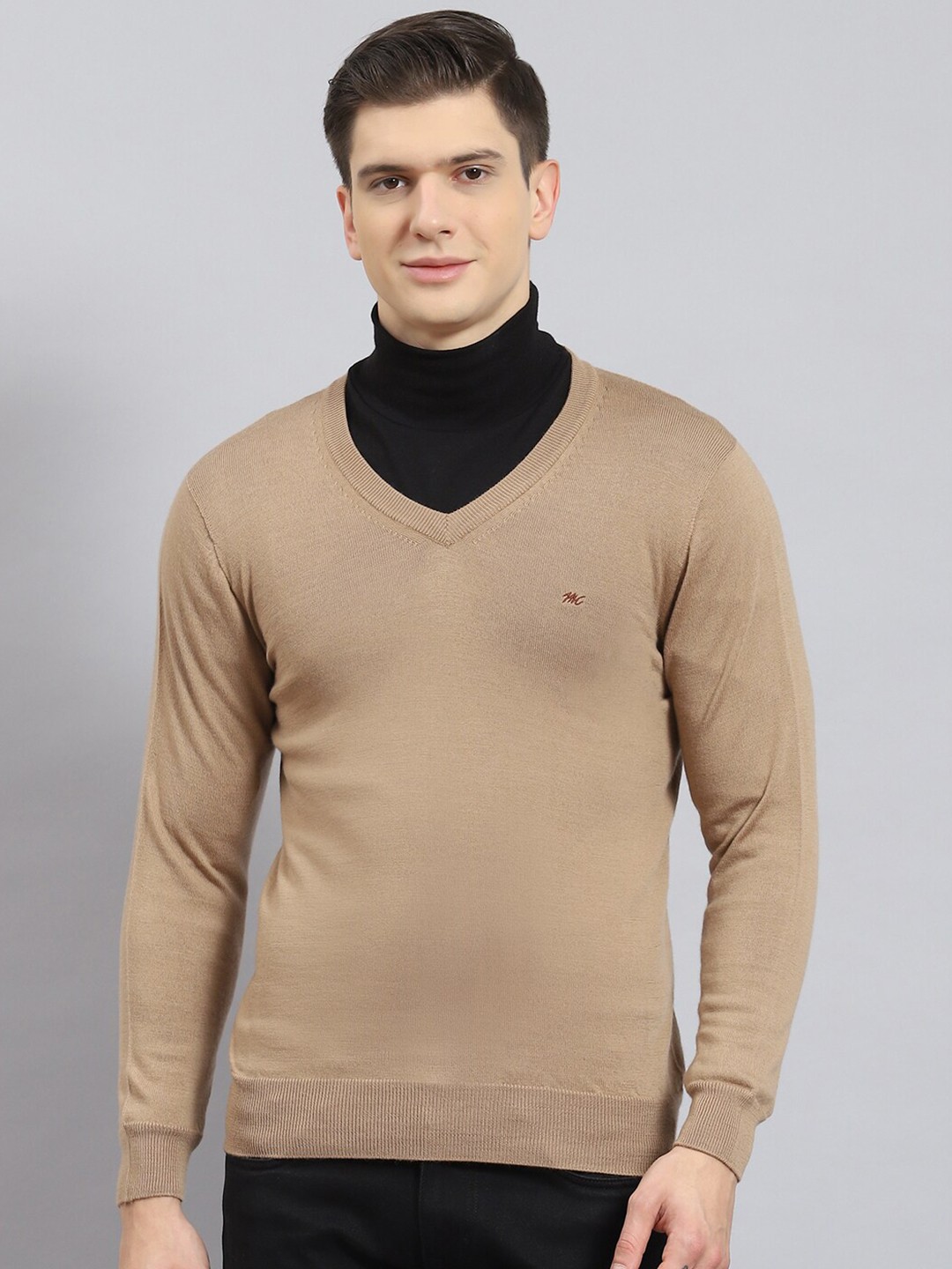 

Monte Carlo V-Neck Woollen Pullover, Brown
