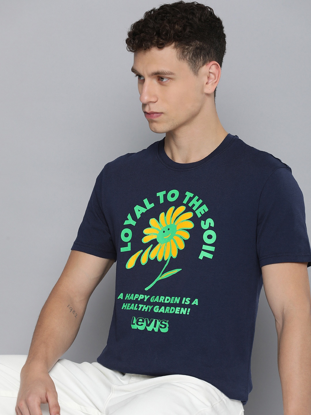 

Levis Printed Pure Cotton T-shirt, Navy blue