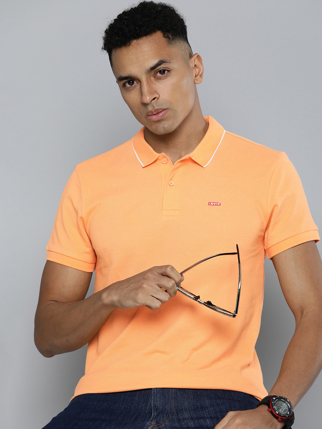 

Levis Men Polo Collar Pure Cotton T-shirt, Peach