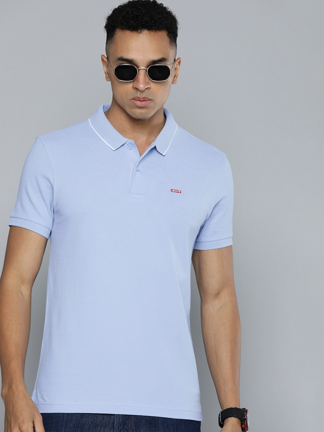 

Levis Men Polo Collar Pure Cotton T-shirt, Blue